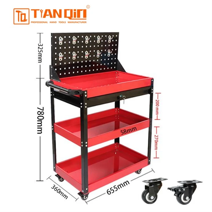 82748 Multifunctional Tool Cart With Pegboard Back Panel
