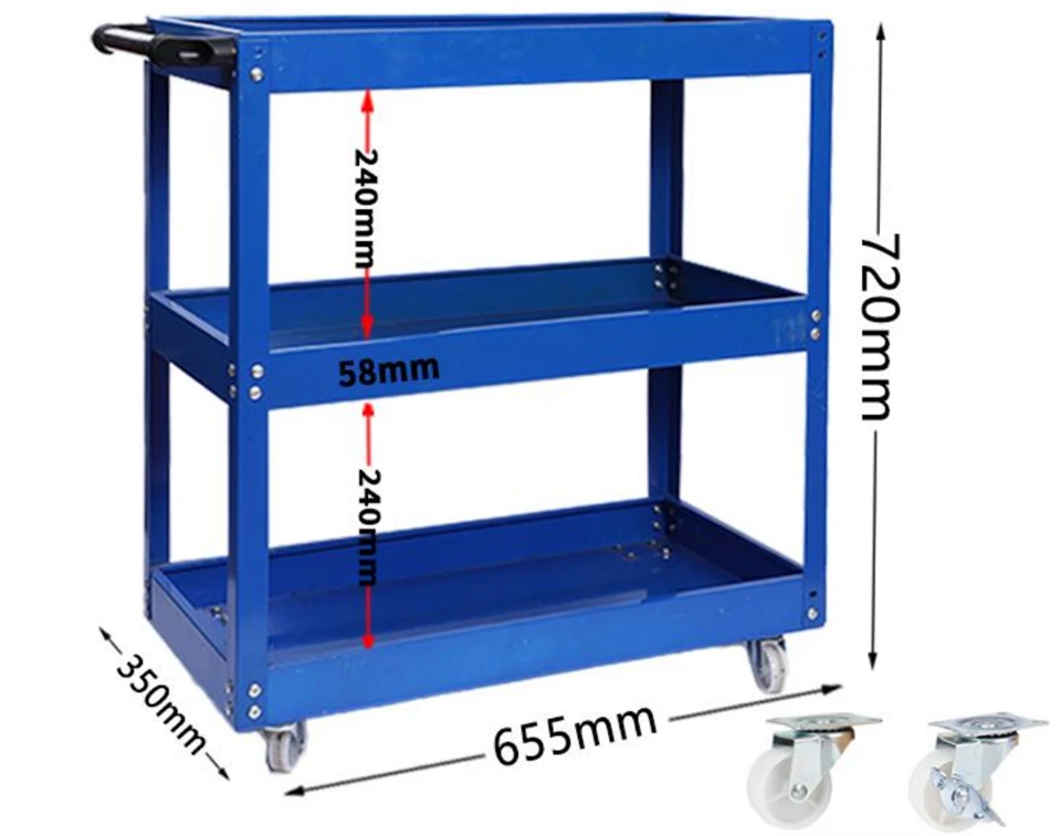 82753A:3 Tier Rolling Tool Cart, Heavy Duty Metal Storage Trolley With Wheels For Garage Workshop 82753A:3 Tier Rolling Tool Cart, Heavy Duty Metal Storage Trolley With Wheels For Garage Workshop