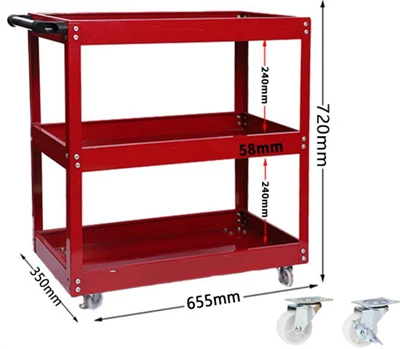 82754:3-tier Heavy Duty Rolling Tool Cart
